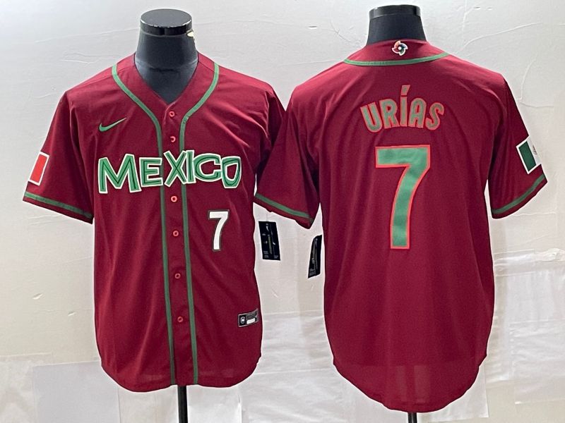 Men 2023 World Cub Mexico #7 Urias Red green Nike MLB Jersey10->more jerseys->MLB Jersey